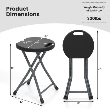 Collapsible Round Folding Stool with Carry Handle — Ideal for Fishing, Hiking & Gardening