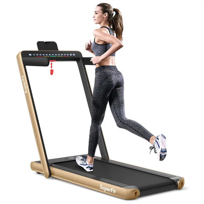 Dual-Display Under-Desk Folding Treadmill  2.25HP Superfit Compact Exercise Pad