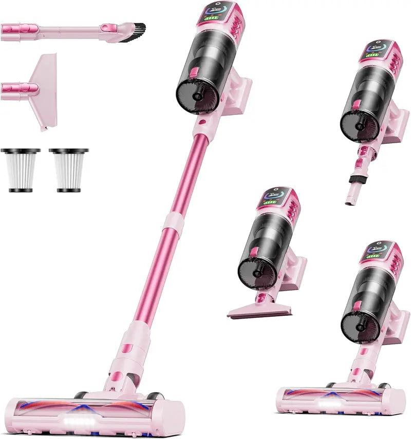 LED-Display Cordless Stick Vacuum: 55KPa Suction, 65-Min Runtime, Anti-Tangle Brush & Self-Standing Design for Homes, Cars & Pet Hair