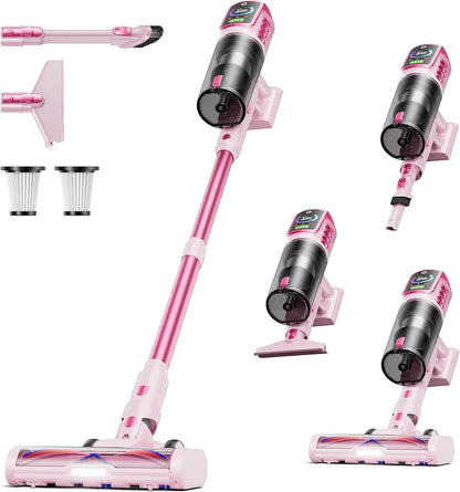 LED-Display Cordless Stick Vacuum: 55KPa Suction, 65-Min Runtime, Anti-Tangle Brush & Self-Standing Design for Homes, Cars & Pet Hair
