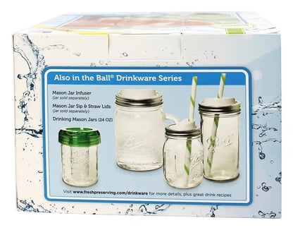 BALL Regular Mouth Mason Jar Drink Mugs, 16.oz, 4-count