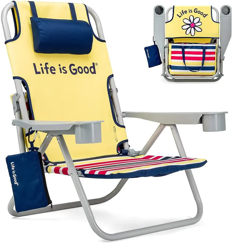 AKE Blue Compact Beach Chair  Short-Frame Design for Comfortable, Portable Seating