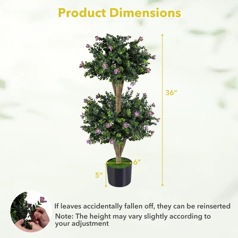 Set of Two 3-Foot Double-Ball Boxwood Topiaries for Porch or Entryway Decoration