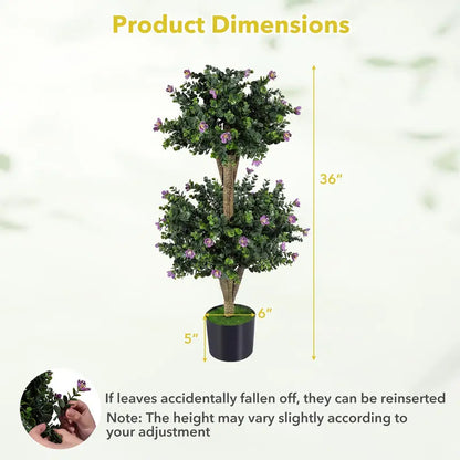 Set of Two 3-Foot Double-Ball Boxwood Topiaries for Porch or Entryway Decoration