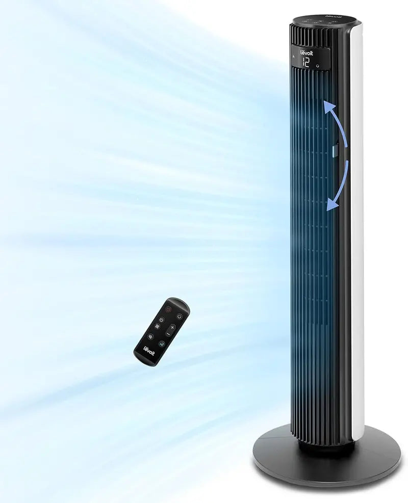 LEVOIT 42″ Smart Tower Fan: 25dB Ultra-Quiet Bladeless Design, 12-Speed DC Motor, 24H Timer & Full Alexa/App Integration