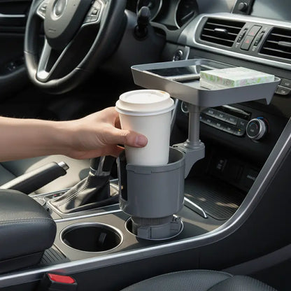 Rotating Car Cup Holder Tray with 360° Swivel and Adjustable Expandable Base