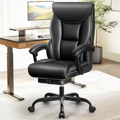 High-Back Ergonomic Office Chair  Breathable Leather, Lumbar Support & 360° Swivel