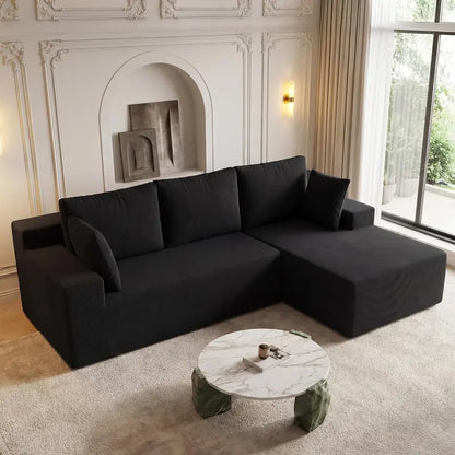 Cloud-Like Boneless Sectional Sofa  3-Seater L-Shaped Modular Couch with Right-Facing Chaise, Cat-Resistant & Deep Seat
