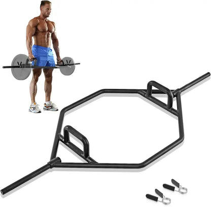 56-Inch Hex Trap Bar Designed for Standard 1-Inch Weight Plates