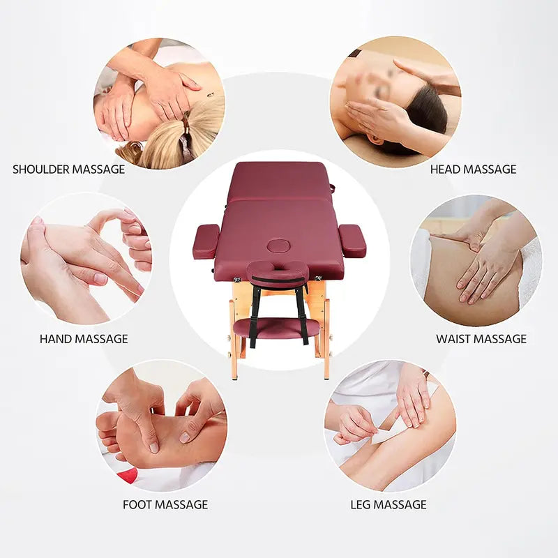 Yaheetech Portable Folding Massage Table  Adjustable 2-Fold Spa Bed with Carry Bag, Black