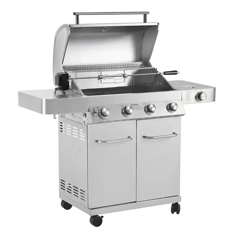 Monument Grills 4-Burner Propane Gas Grill with Rotisserie Kit  Stainless Steel Construction