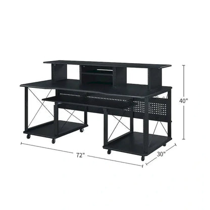 Mobile Rectangular Music Desk  8 Swivel Casters + Dedicated Keyboard Tray