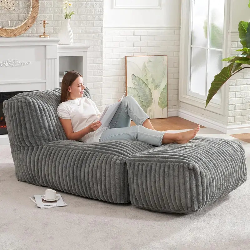 Hobestluk Extra-Large Memory Foam Bean Bag Lounger  Cordless Lounge Sofa for Adults