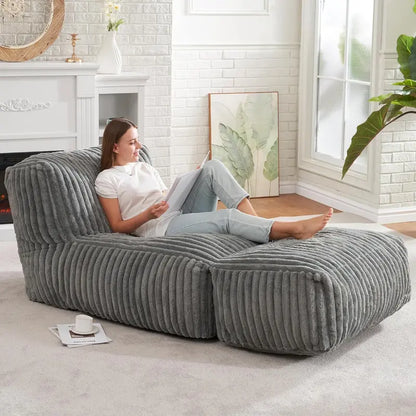 Hobestluk Extra-Large Memory Foam Bean Bag Lounger  Cordless Lounge Sofa for Adults