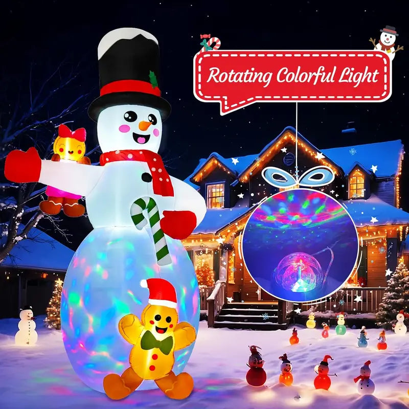 AerWo 14FT Christmas Inflatable Snowman with Gingerbread Men & LEDs for Outdoor Holiday Decor