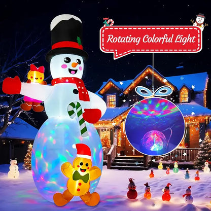 AerWo 14FT Christmas Inflatable Snowman with Gingerbread Men & LEDs for Outdoor Holiday Decor