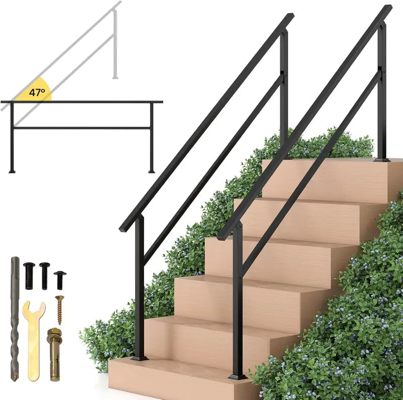 Adjustable Metal Handrail for Staircases with 06 Steps