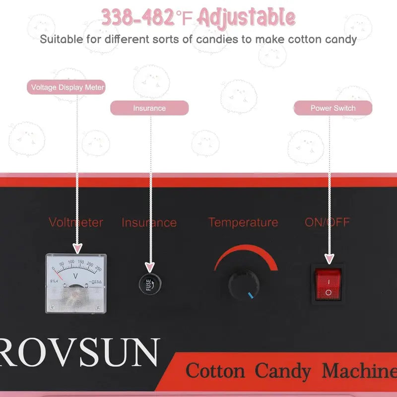 ROVSUN 21-Inch Commercial-Style Cotton Candy Machine on Mobile Cart