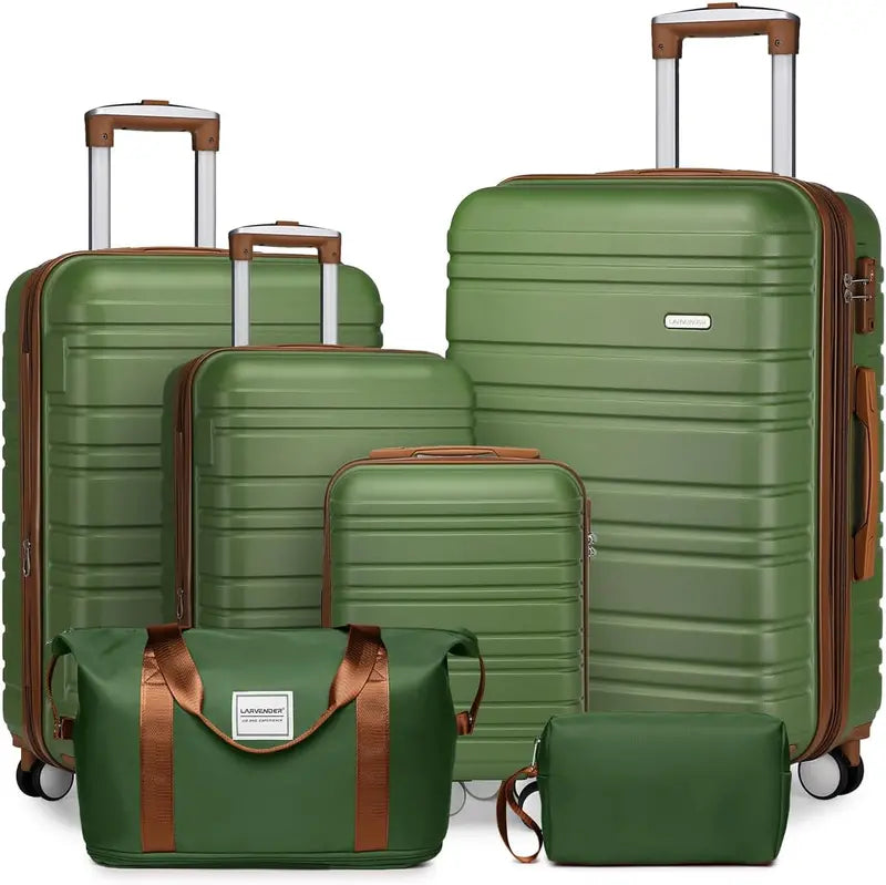 6-Piece Expandable Rolling Luggage Set  Lightweight Hardshell Suitcases with Smooth-Spinning Wheels & Modular Packing Options