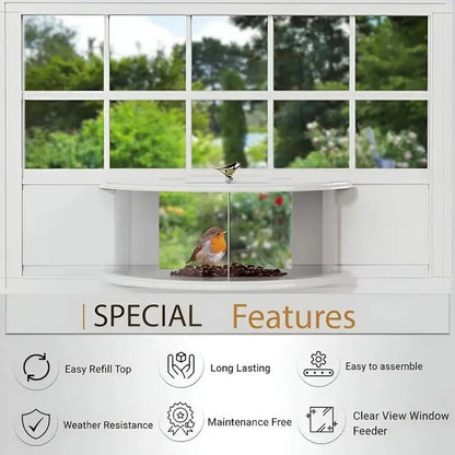 Clear Acrylic Window-Mounted Bird Feeder with Strong Suction Cup