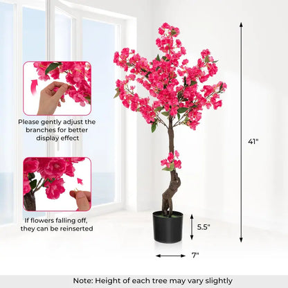 Lifelike Artificial Plum Blossom Tree  41″ Silk Floral Display with 92 Blooms & Realistic Trunk