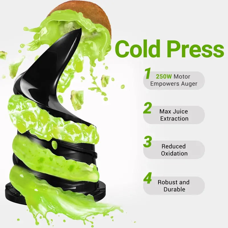 AMZCHEF Masticating Juicer  5.3-Inch Feed Chute, Slow Cold-Press Technology