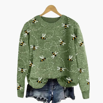 Women’s Long-Sleeve Bee-Embellished Knit Sweater