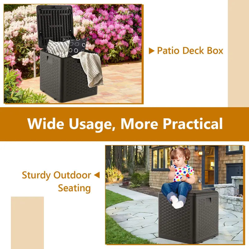 Weatherproof Resin Outdoor Storage Box  31/73/100 Gallon Locking Patio Chest
