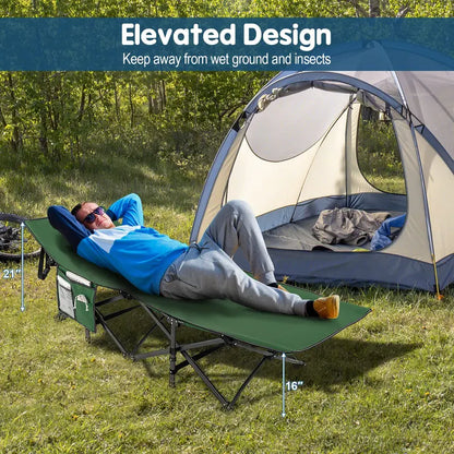 Heavy-Duty Folding Camping Cot, 27.5-Inch Wide Adult Cot with 600-LB Capacity & Carry Bag
