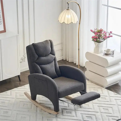 Ergonomic Fabric Rocking Chair for Nurseries  Height-Adjustable Footrest Included