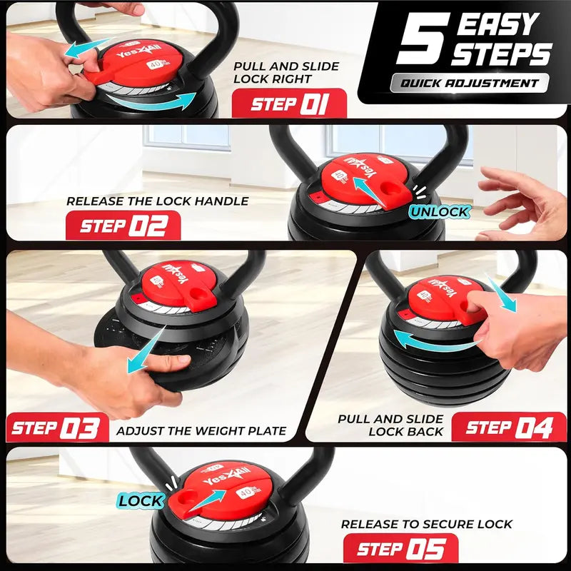Yes4All Adjustable Kettlebell System  Modular Weight Set with Interchangeable Handles & Grips for Versatile Strength Training
