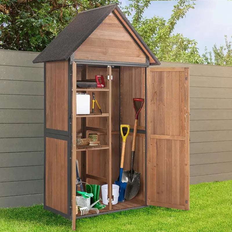 Heavy-Duty Outdoor Storage Shed — Metal-Frame Garden Shed with Adjustable Interior Shelving