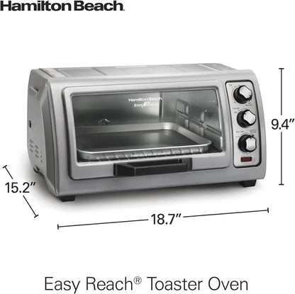 6-Slice Toaster Oven with Roll-Top Door, Bake, Broil, Toast, Auto Shutoff, Silver 31127D