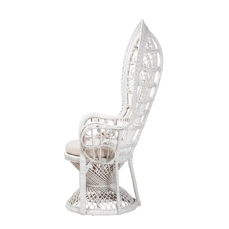 Boho-Style White Rattan Peacock Chair  Handcrafted Kallima Design