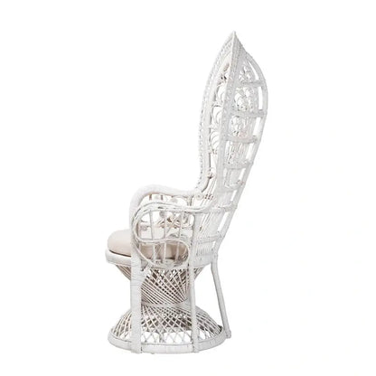 Boho-Style White Rattan Peacock Chair  Handcrafted Kallima Design