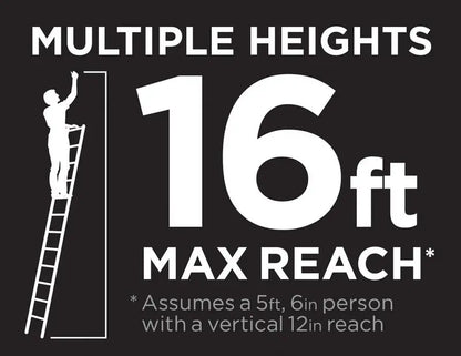 SmartClose Telescoping Aluminum Ladder  12.5 ft Extendable, 16 ft Max Reach, 300-lb Capacity