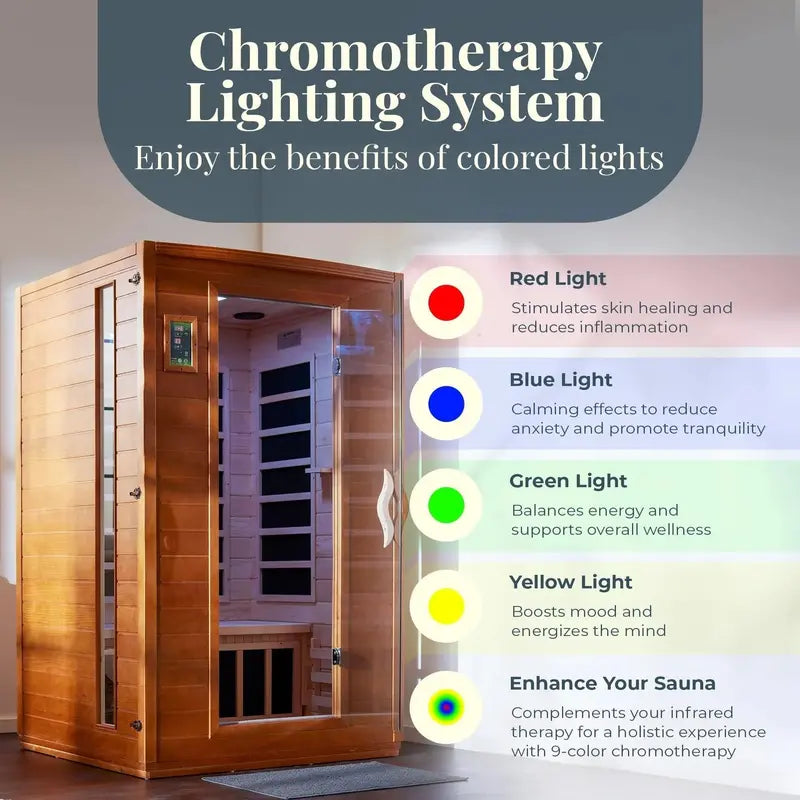 Dynamic Saunas Andora 2-Person FAR Infrared Sauna  Low EMF, Canadian Hemlock