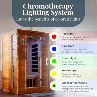 Dynamic Saunas Andora 2-Person FAR Infrared Sauna  Low EMF, Canadian Hemlock