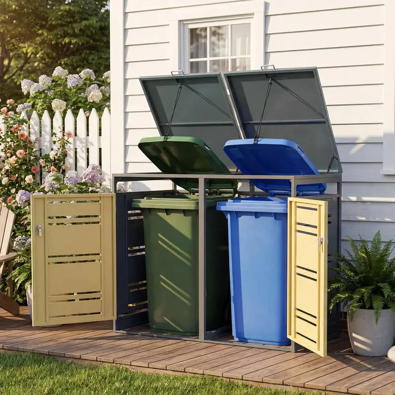 52″ x 32″ x 46″ Weather-Resistant Outdoor Trash Can Enclosure