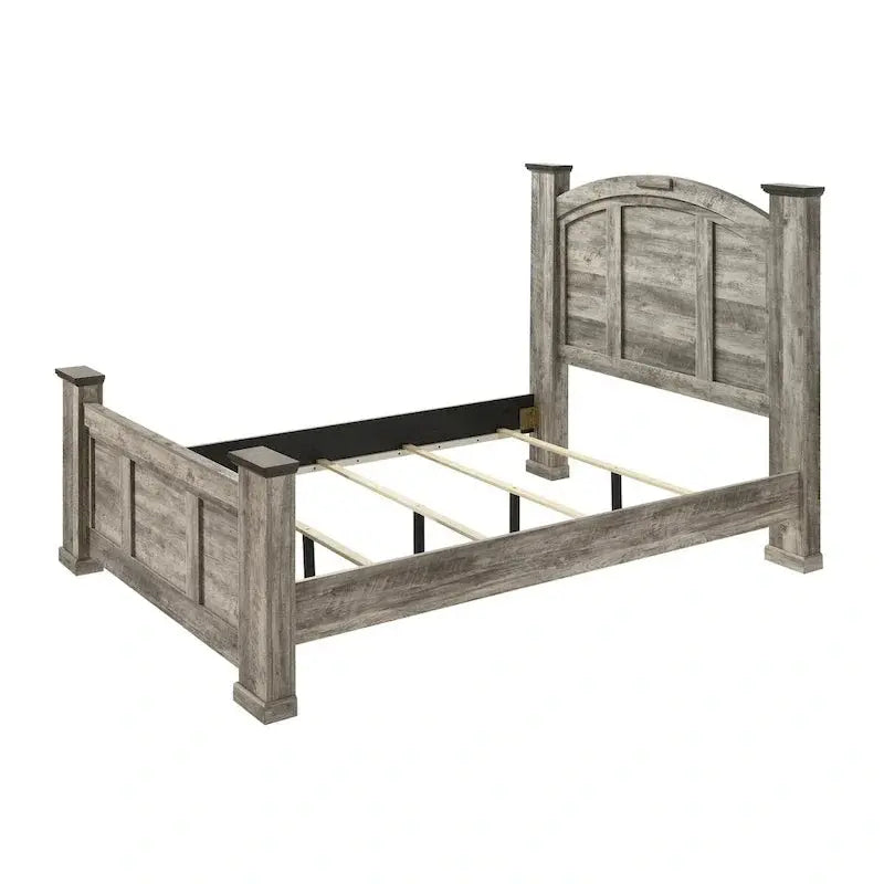 Aimon Rustic Gray Bedroom Set  5-Piece Panel Collection with Matching Furniture