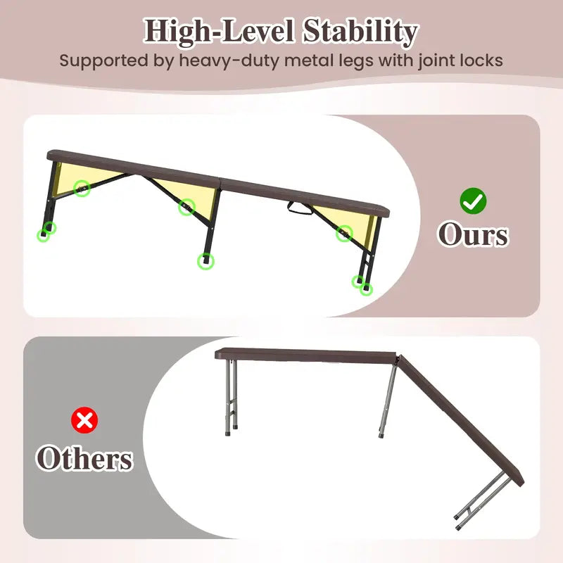 6-Foot Commercial-Grade Folding Bench  High-Strength Plastic Seat for Indoor/Outdoor Use