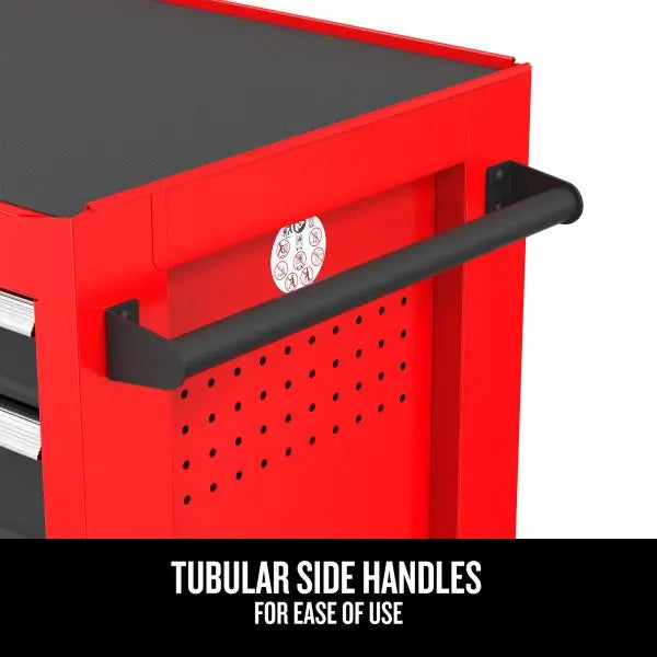2000 Series Red Rolling Cabinet  26-in Wide × 36.5-in Tall Five-Drawer Steel Storage Unit