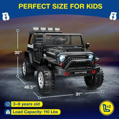 L8 12V Two-Seater Kids’ Ride-On Car  Remote-Controlled Electric Vehicle with 4-Wheel Suspension & Bluetooth Speaker