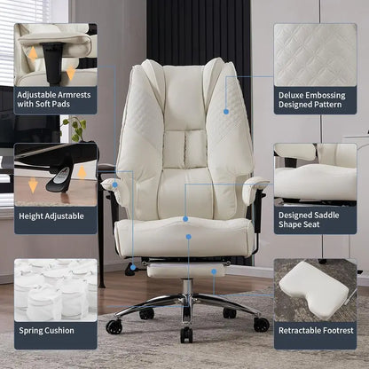 Ergonomic Executive Office Chair  High-Back Leather Seat, Lumbar Support & Footrest (400 lb Capacity)