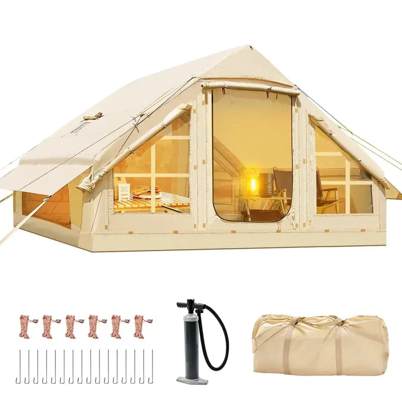 6-Person Inflatable Camping Tent with Built-in Air Pump