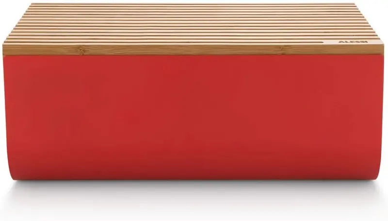 Alessi Mattina Bread Box with Bamboo Cutting Board, Steel & Epoxy Resin, Warm Grey