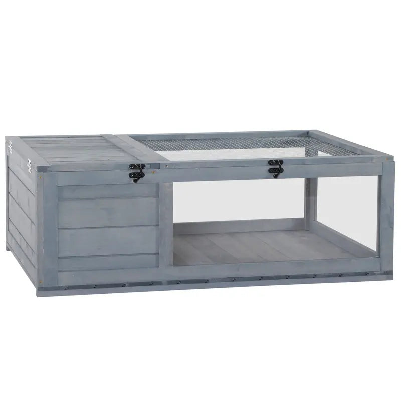 Pawhut Wood Tortoise House Indoor Outdoor Turtle Habitat Reptile Cage for Lizards, Geckos 36
