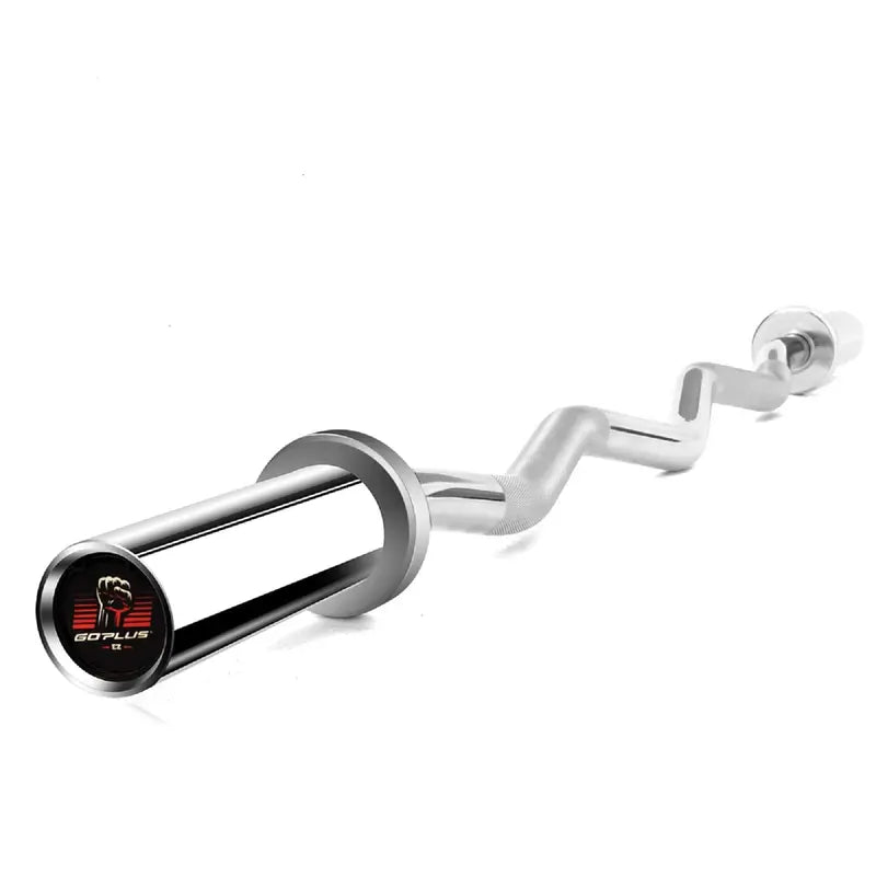 48-Inch Olympic EZ Curl Bar  400 lb Capacity Solid Steel Strength Training Barbell