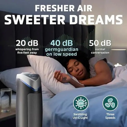 GermGuardian AC4825E HEPA 13 Air Purifier with UV-C Light, 99.97% Pollutant Removal, Zero Ozone, 743 Sq. Ft., Gray