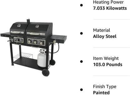 Dual-Fuel Outdoor Grill: Charcoal + Propane Hybrid Cooking System